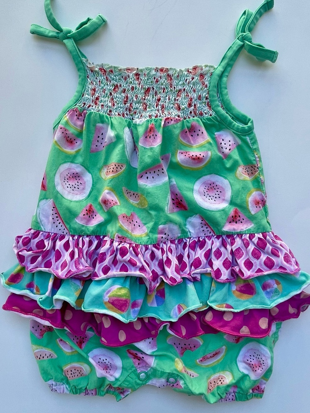 HTF Matilda Jane Baby 3-6months Watermelon Fruit Salad Bubble Romper - Summer